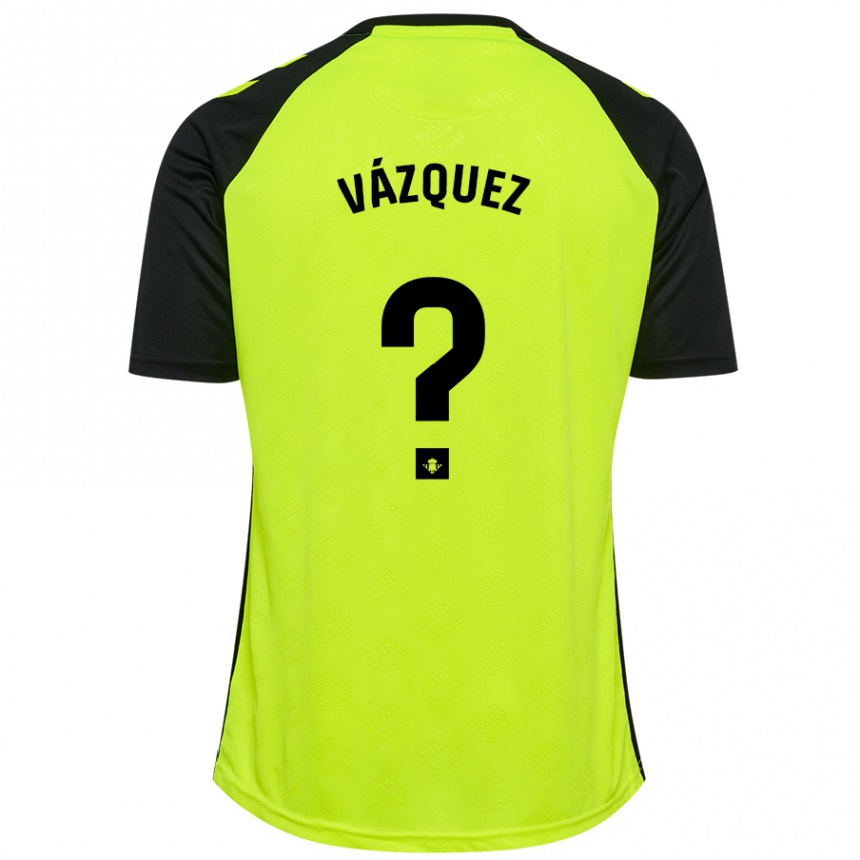 Niño Fútbol Camiseta Leo Vázquez #0 Amarillo Fluorescente Negro 2ª Equipación 2024/25