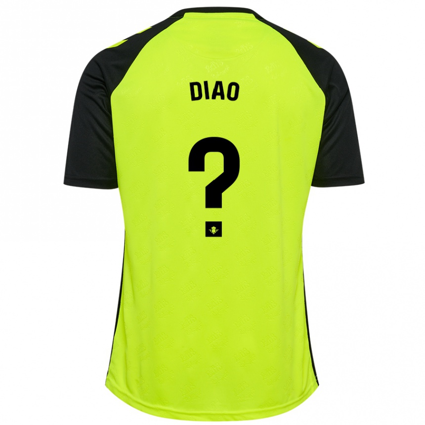 Niño Fútbol Camiseta Usse Diao #0 Amarillo Fluorescente Negro 2ª Equipación 2024/25