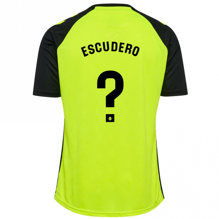 Niño Fútbol Camiseta Ale Escudero #0 Amarillo Fluorescente Negro 2ª Equipación 2024/25