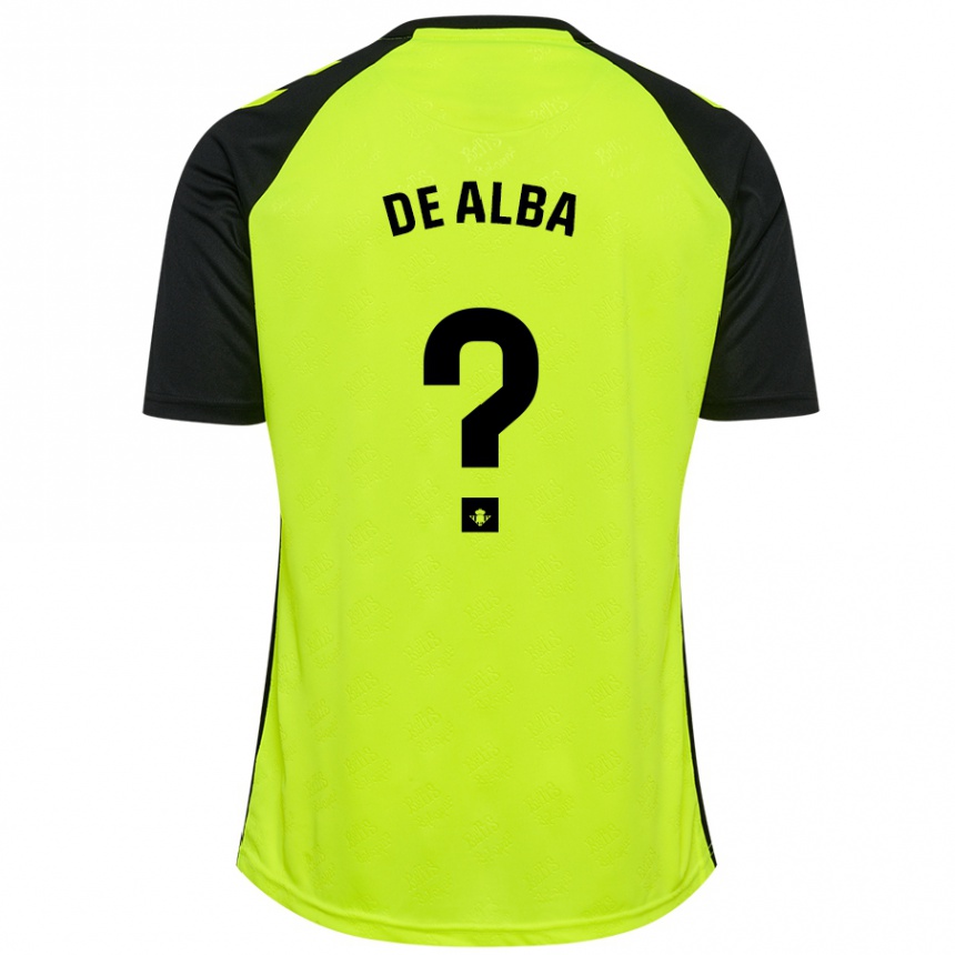 Niño Fútbol Camiseta Luismi De Alba #0 Amarillo Fluorescente Negro 2ª Equipación 2024/25