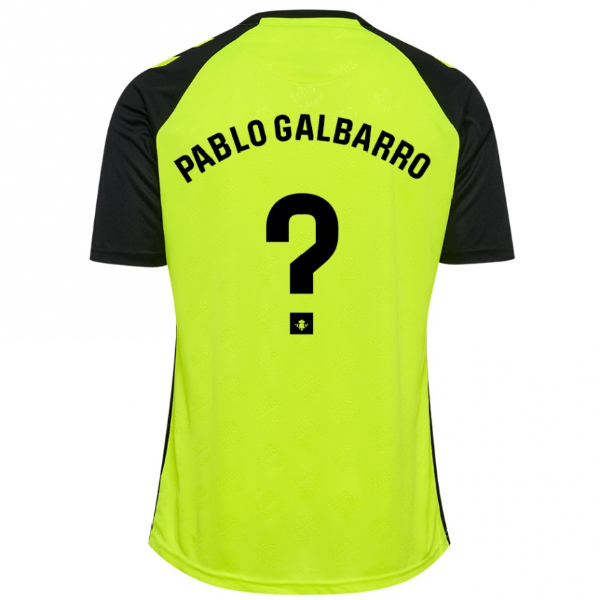 Niño Fútbol Camiseta Juan Pablo Galbarro #0 Amarillo Fluorescente Negro 2ª Equipación 2024/25