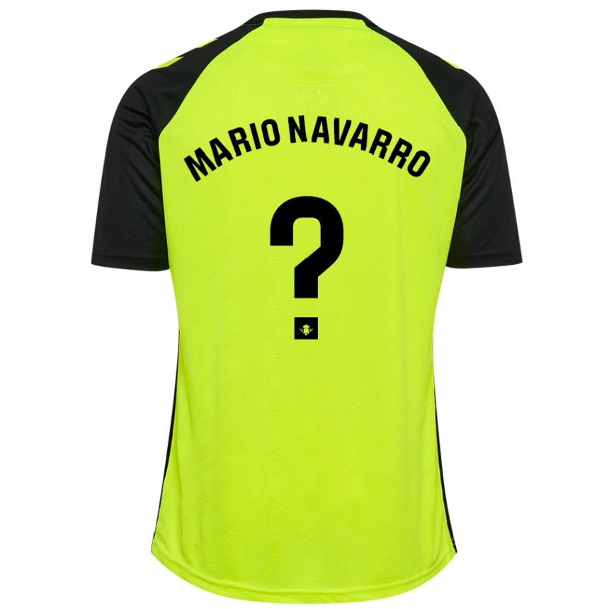 Niño Fútbol Camiseta Mario Navarro #0 Amarillo Fluorescente Negro 2ª Equipación 2024/25