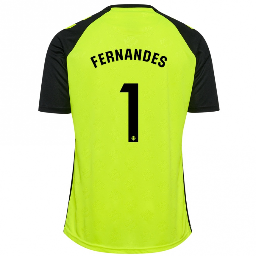 Niño Fútbol Camiseta Guilherme Fernandes #1 Amarillo Fluorescente Negro 2ª Equipación 2024/25