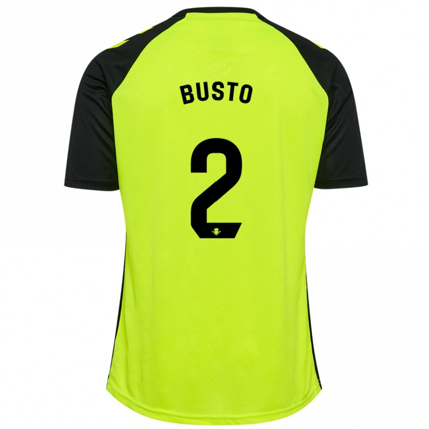 Niño Fútbol Camiseta Pablo Busto #2 Amarillo Fluorescente Negro 2ª Equipación 2024/25