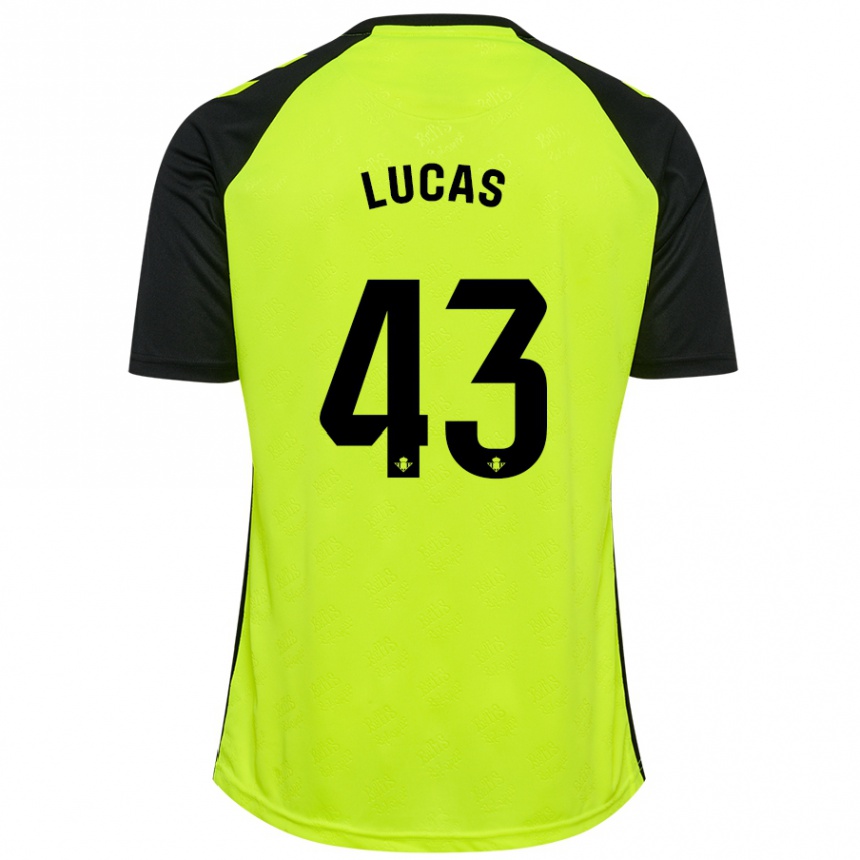 Niño Fútbol Camiseta Lucas Alcázar #43 Amarillo Fluorescente Negro 2ª Equipación 2024/25