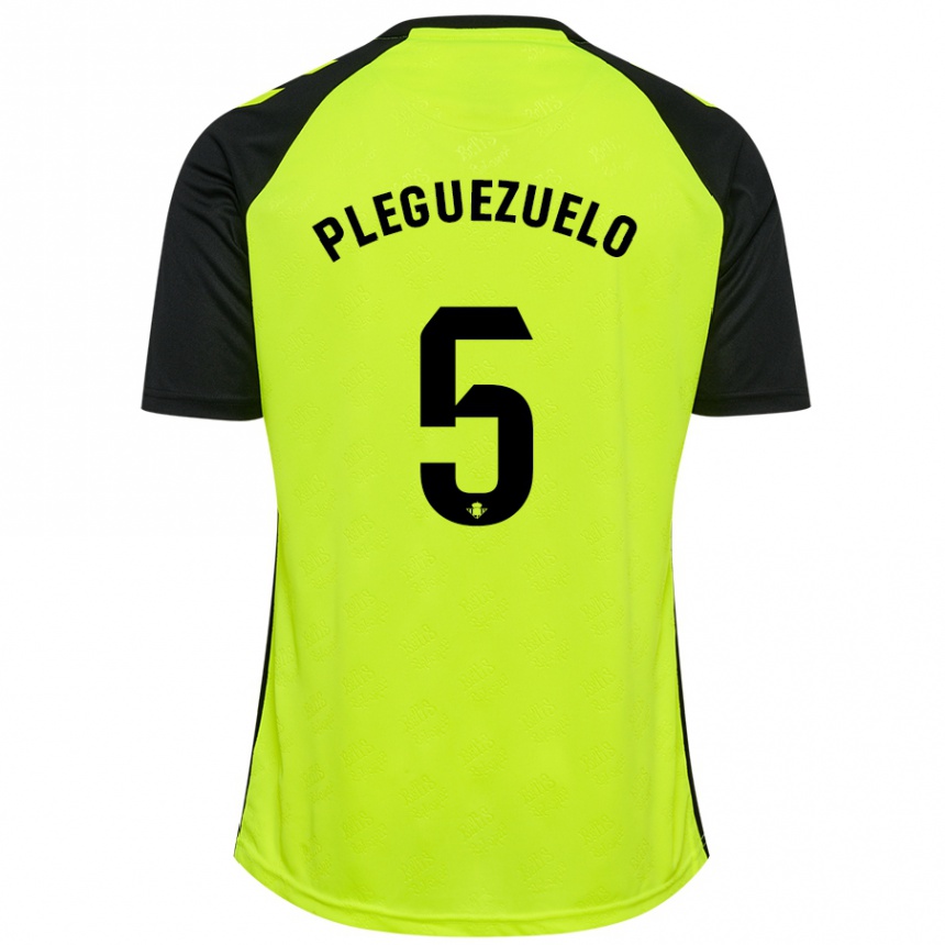 Niño Fútbol Camiseta Xavi Pleguezuelo #5 Amarillo Fluorescente Negro 2ª Equipación 2024/25