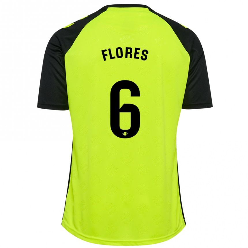 Niño Fútbol Camiseta Mateo Flores #6 Amarillo Fluorescente Negro 2ª Equipación 2024/25