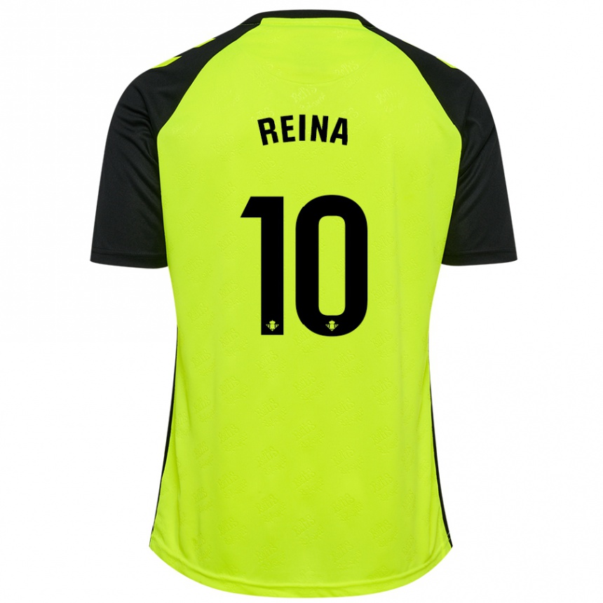 Niño Fútbol Camiseta Carlos Reina #10 Amarillo Fluorescente Negro 2ª Equipación 2024/25