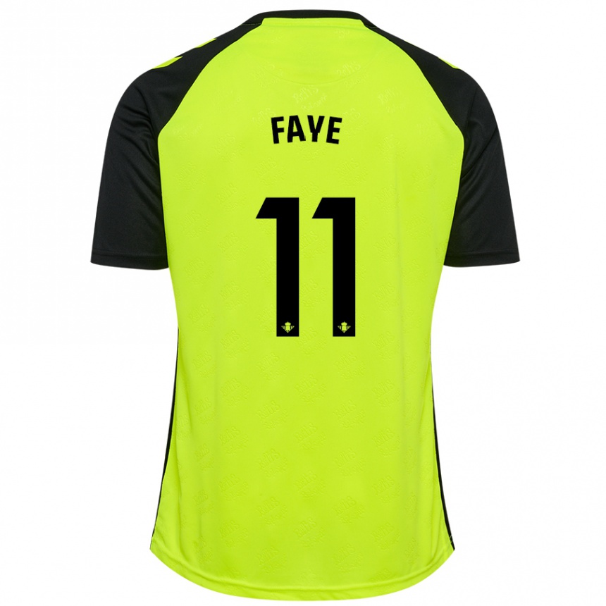 Niño Fútbol Camiseta Souleymane Faye #11 Amarillo Fluorescente Negro 2ª Equipación 2024/25