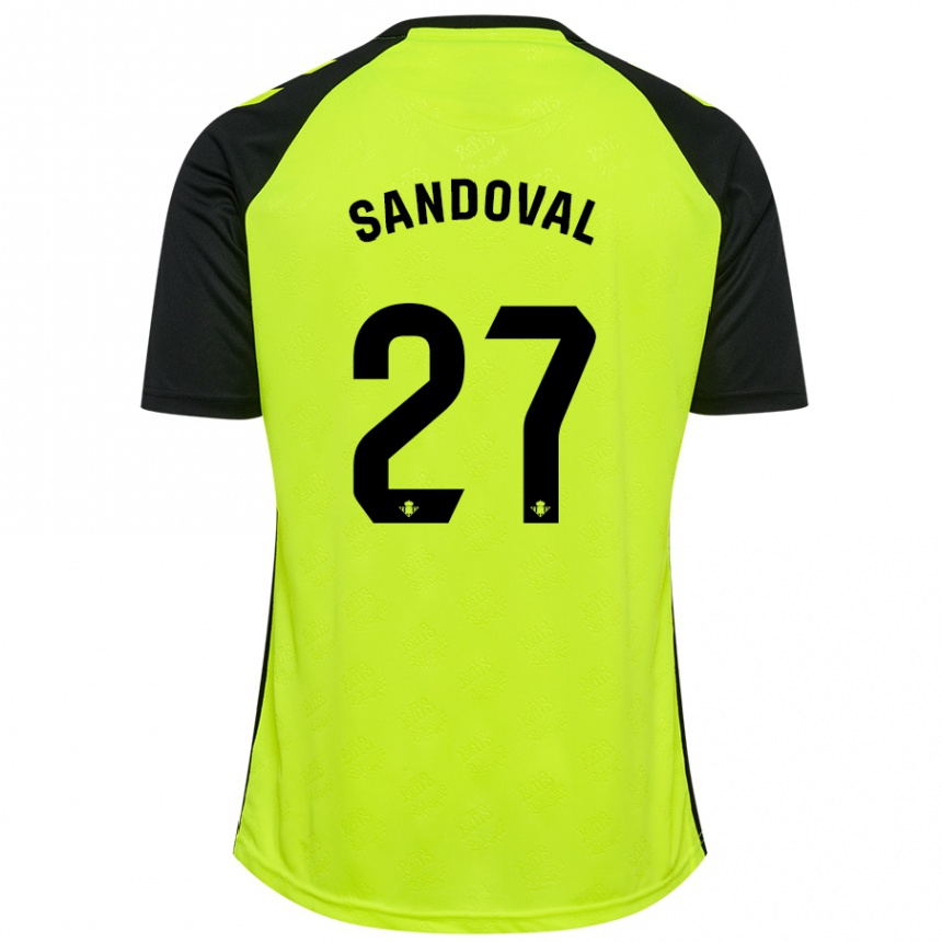 Niño Fútbol Camiseta Keimer Sandoval #27 Amarillo Fluorescente Negro 2ª Equipación 2024/25