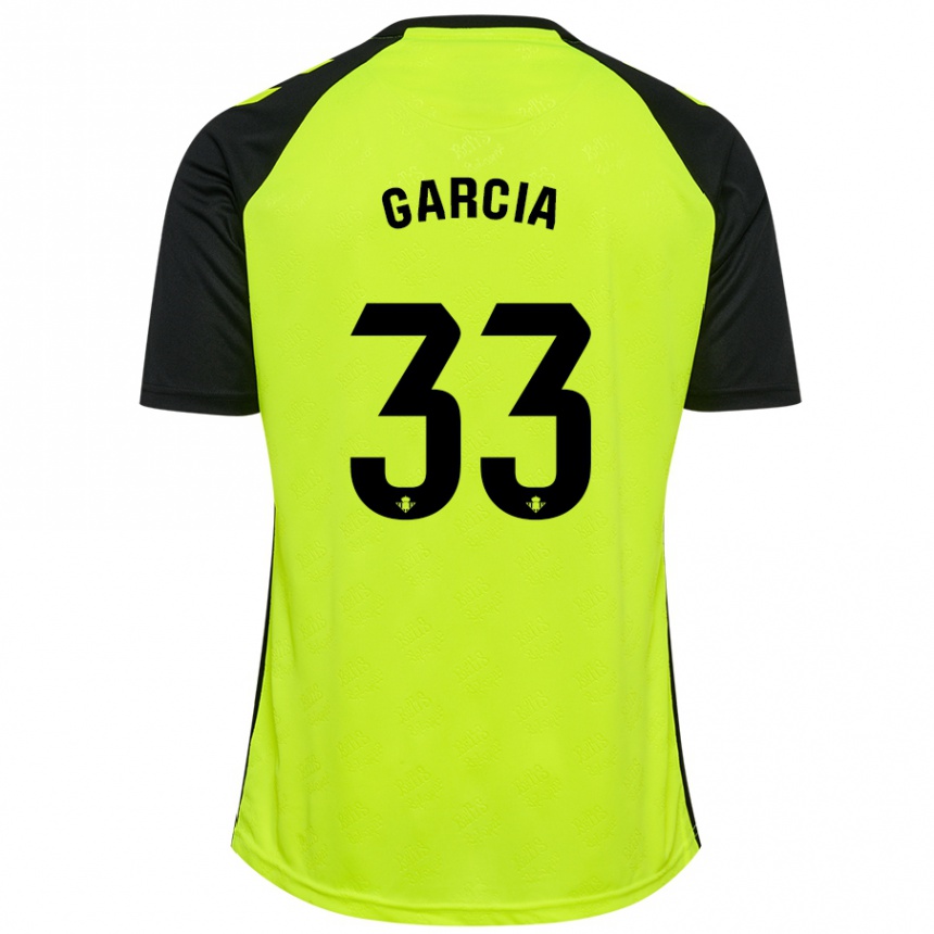 Niño Fútbol Camiseta Pablo García #33 Amarillo Fluorescente Negro 2ª Equipación 2024/25