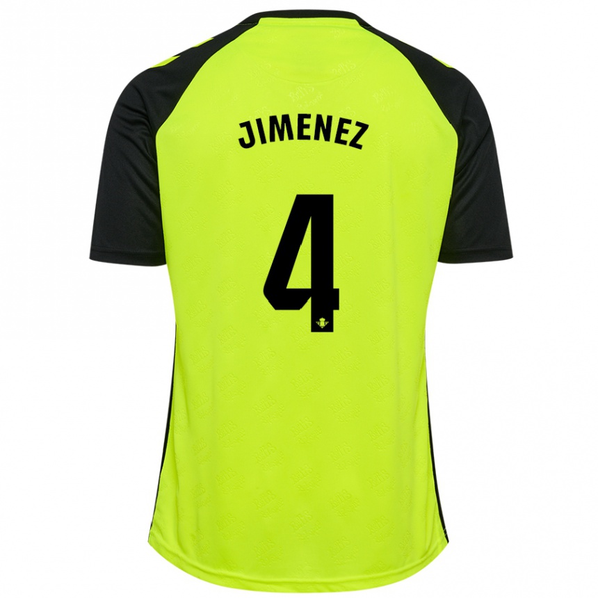 Niño Fútbol Camiseta María Jiménez Gutiérrez #4 Amarillo Fluorescente Negro 2ª Equipación 2024/25