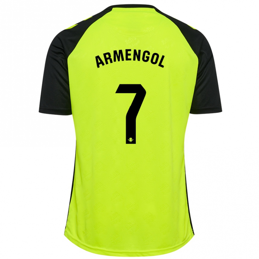 Niño Fútbol Camiseta Carla Armengol Joaniquet #7 Amarillo Fluorescente Negro 2ª Equipación 2024/25