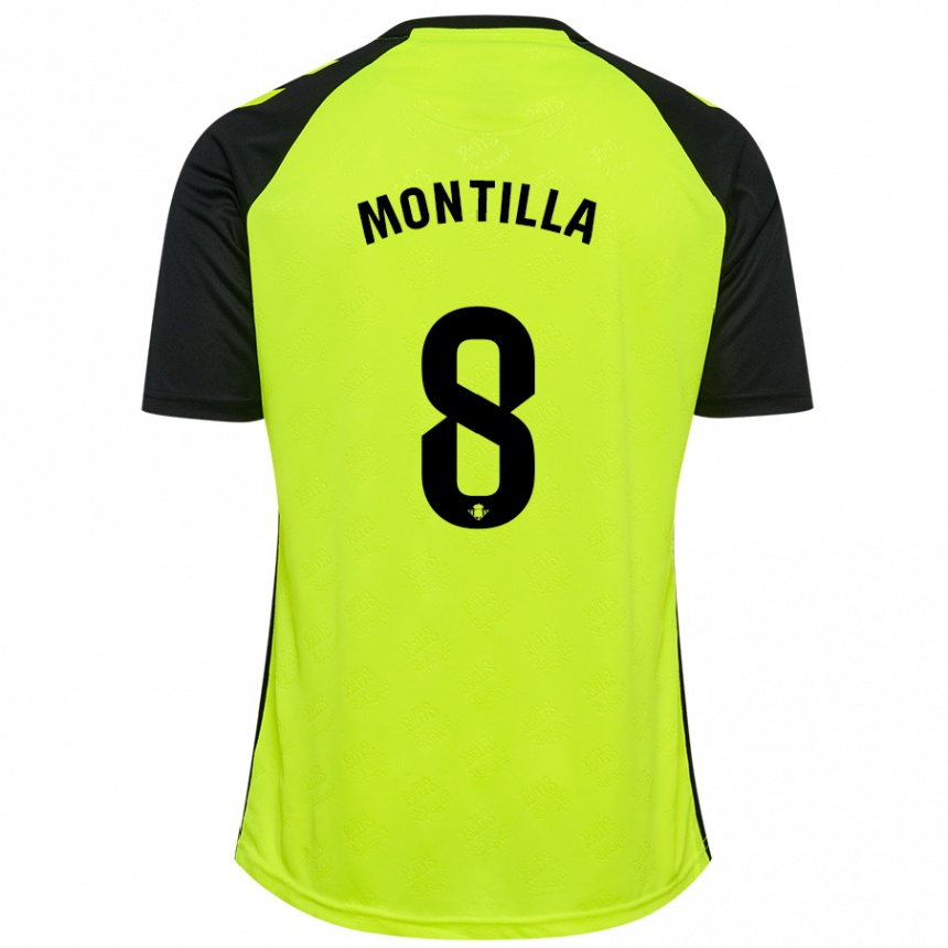 Niño Fútbol Camiseta Natalia Montilla #8 Amarillo Fluorescente Negro 2ª Equipación 2024/25