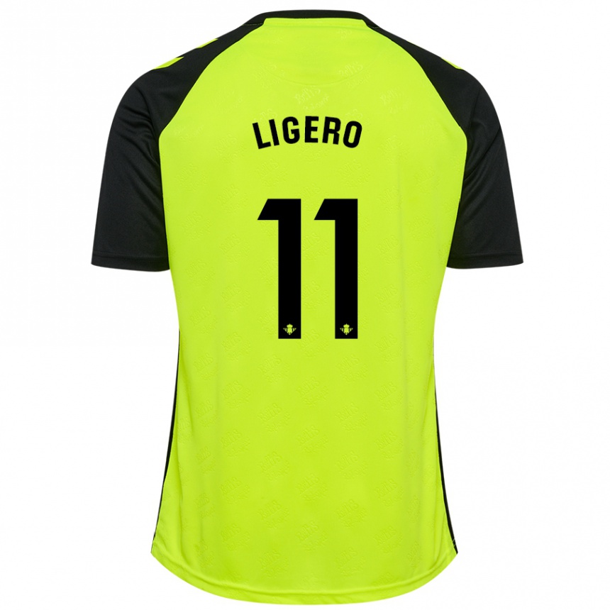 Niño Fútbol Camiseta Nuria Ligero #11 Amarillo Fluorescente Negro 2ª Equipación 2024/25