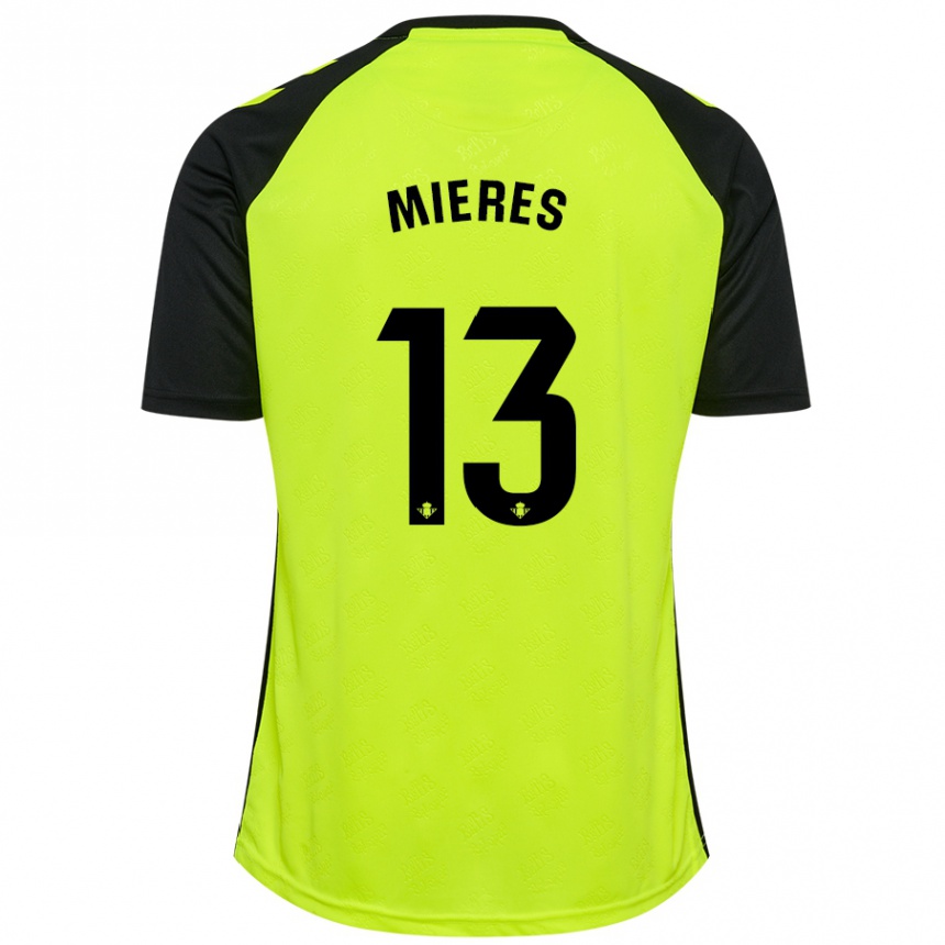 Niño Fútbol Camiseta Malena Mieres García #13 Amarillo Fluorescente Negro 2ª Equipación 2024/25