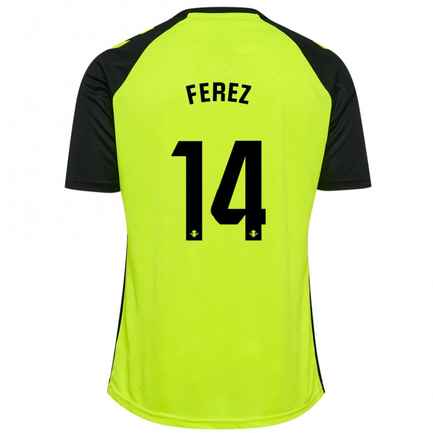 Niño Fútbol Camiseta Carolina Férez #14 Amarillo Fluorescente Negro 2ª Equipación 2024/25