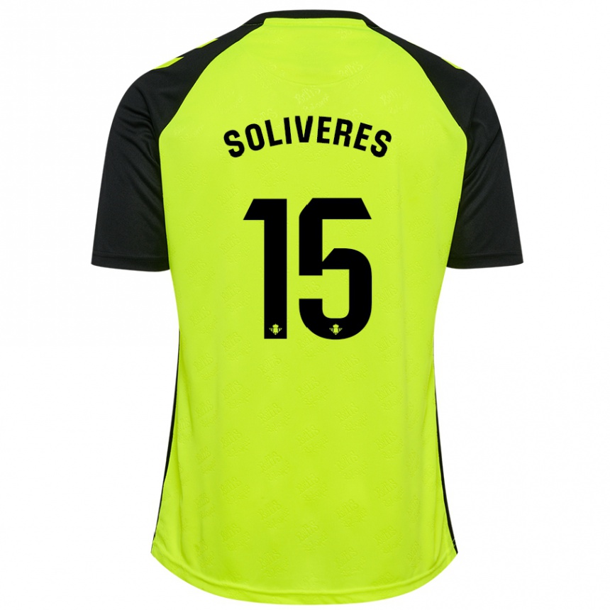 Niño Fútbol Camiseta Gema Soliveres #15 Amarillo Fluorescente Negro 2ª Equipación 2024/25