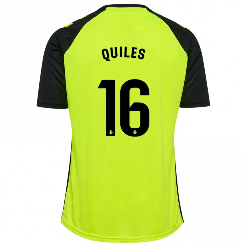 Niño Fútbol Camiseta Violeta García Quiles #16 Amarillo Fluorescente Negro 2ª Equipación 2024/25