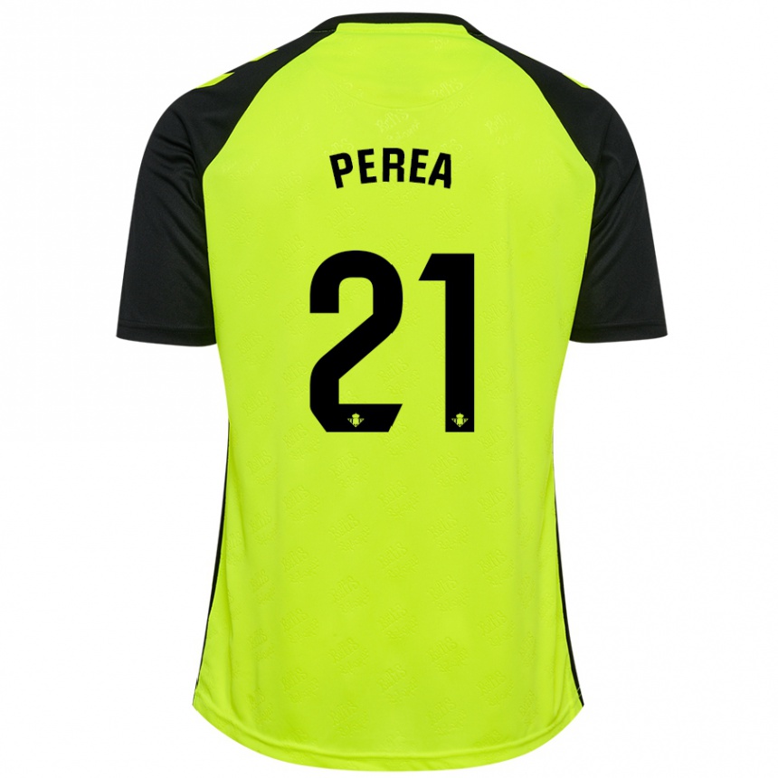 Niño Fútbol Camiseta Paula Perea #21 Amarillo Fluorescente Negro 2ª Equipación 2024/25