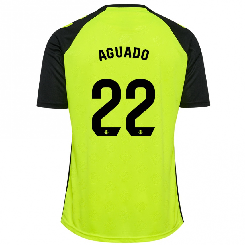 Niño Fútbol Camiseta Julia Aguado Fernández #22 Amarillo Fluorescente Negro 2ª Equipación 2024/25