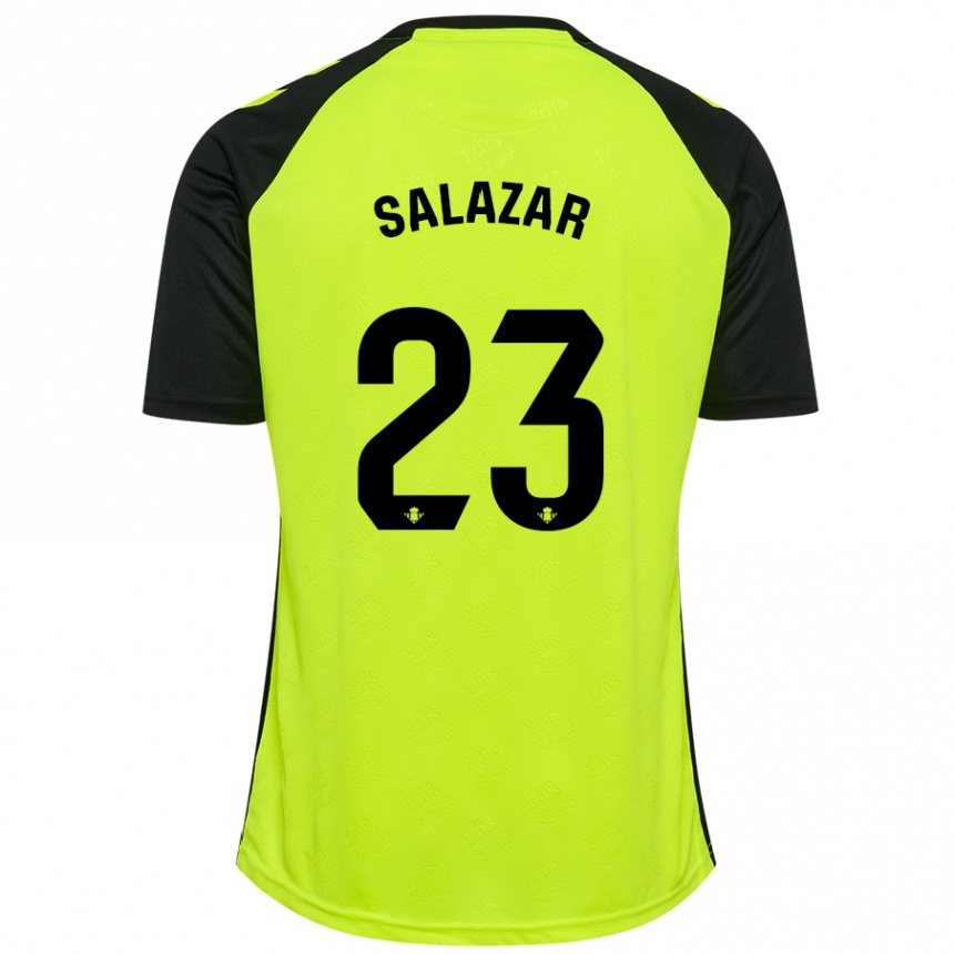 Niño Fútbol Camiseta Noelia Salazar #23 Amarillo Fluorescente Negro 2ª Equipación 2024/25