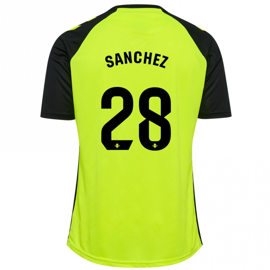 Niño Fútbol Camiseta Marina Sánchez #28 Amarillo Fluorescente Negro 2ª Equipación 2024/25