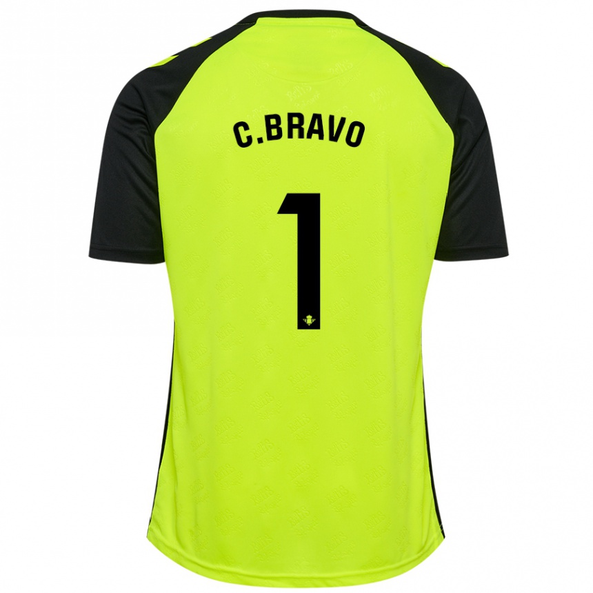 Niño Fútbol Camiseta Claudio Bravo #1 Amarillo Fluorescente Negro 2ª Equipación 2024/25