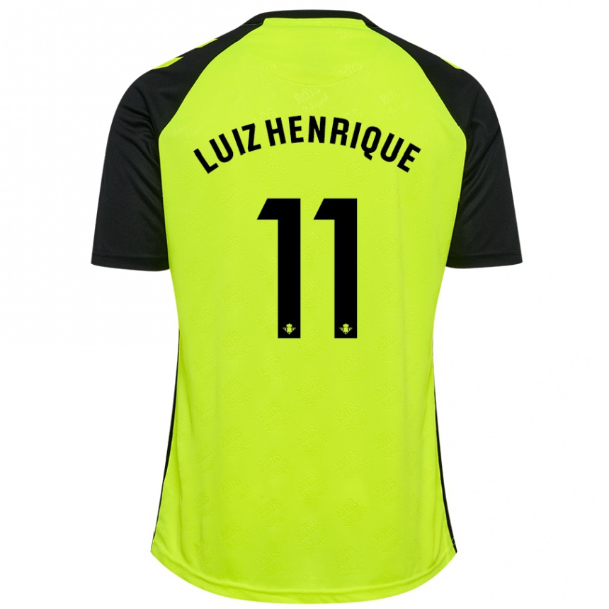 Niño Fútbol Camiseta Luiz Henrique #11 Amarillo Fluorescente Negro 2ª Equipación 2024/25