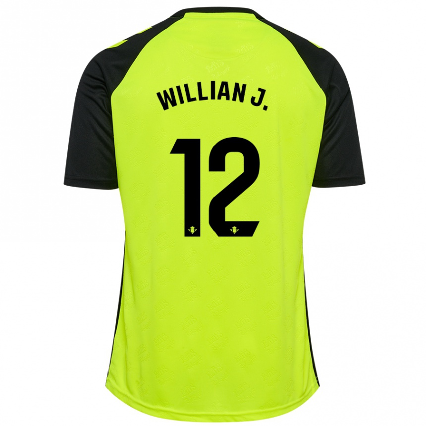 Niño Fútbol Camiseta Willian José #12 Amarillo Fluorescente Negro 2ª Equipación 2024/25