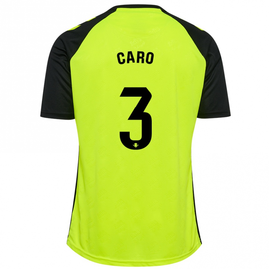 Niño Fútbol Camiseta Andrés Caro #3 Amarillo Fluorescente Negro 2ª Equipación 2024/25