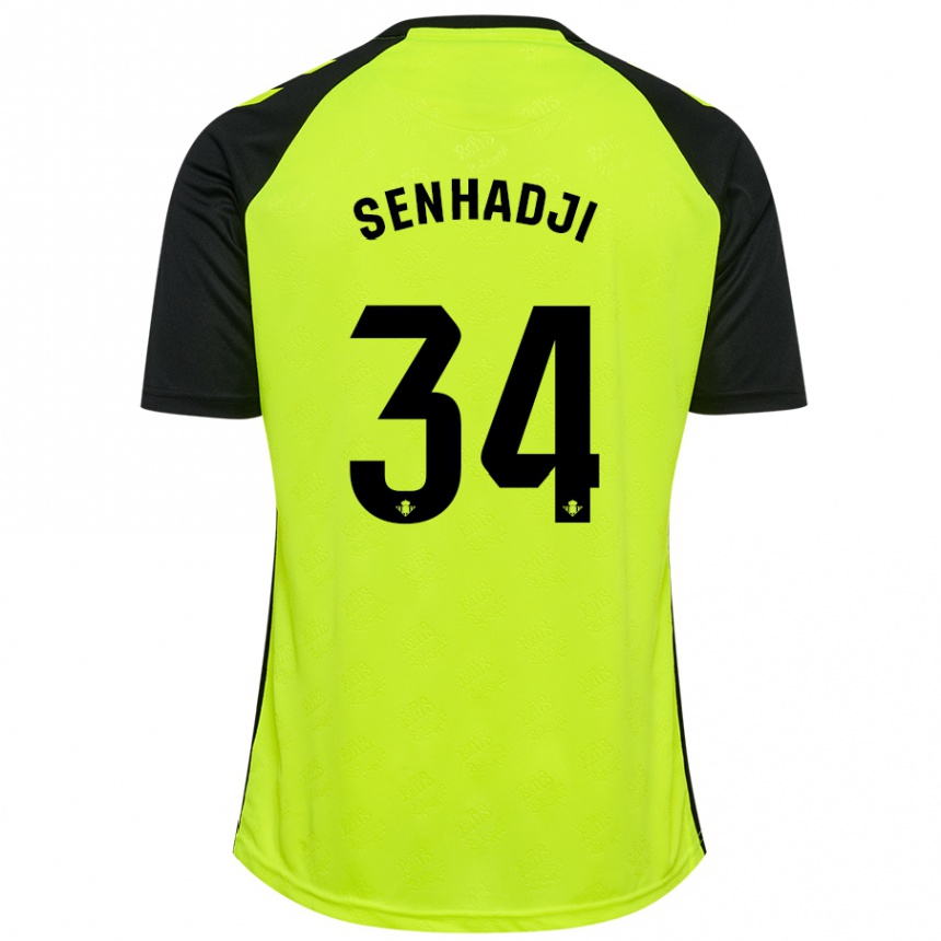 Niño Fútbol Camiseta Yanis Senhadji #34 Amarillo Fluorescente Negro 2ª Equipación 2024/25