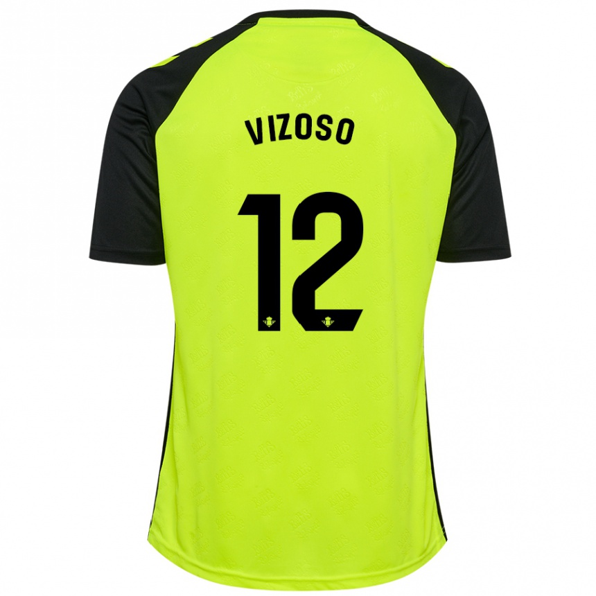 Niño Fútbol Camiseta Paula Vizoso Prieto #12 Amarillo Fluorescente Negro 2ª Equipación 2024/25