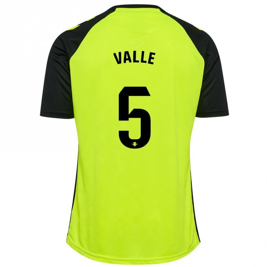 Niño Fútbol Camiseta María Valle López #5 Amarillo Fluorescente Negro 2ª Equipación 2024/25