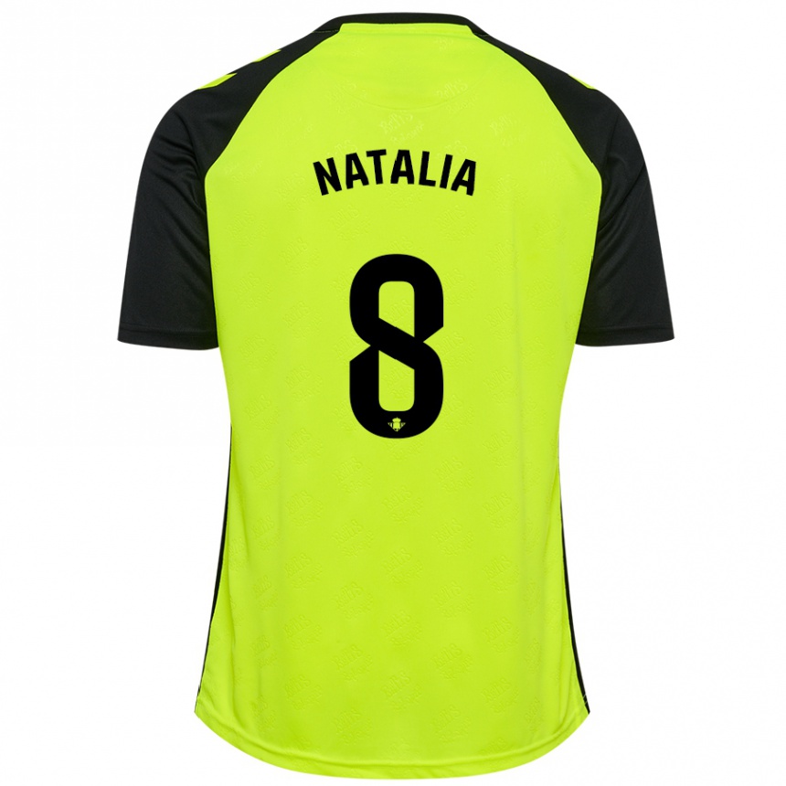 Niño Fútbol Camiseta Natalia Montilla Martinez #8 Amarillo Fluorescente Negro 2ª Equipación 2024/25