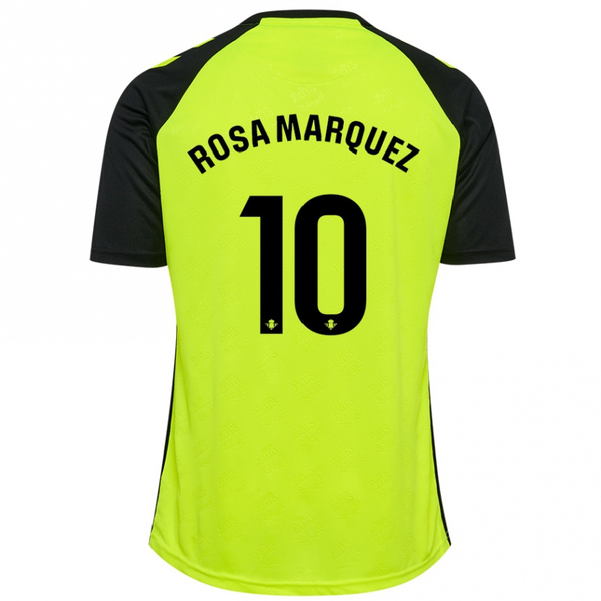 Niño Fútbol Camiseta Rosa Márquez Baena #10 Amarillo Fluorescente Negro 2ª Equipación 2024/25