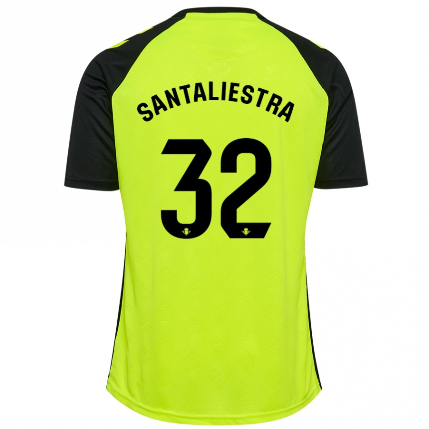 Niño Fútbol Camiseta Carla Santaliestra #32 Amarillo Fluorescente Negro 2ª Equipación 2024/25