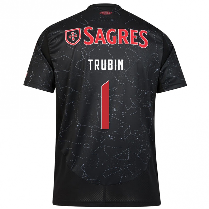 Niño Fútbol Camiseta Anatoliy Trubin #1 Negro Rojo 2ª Equipación 2024/25