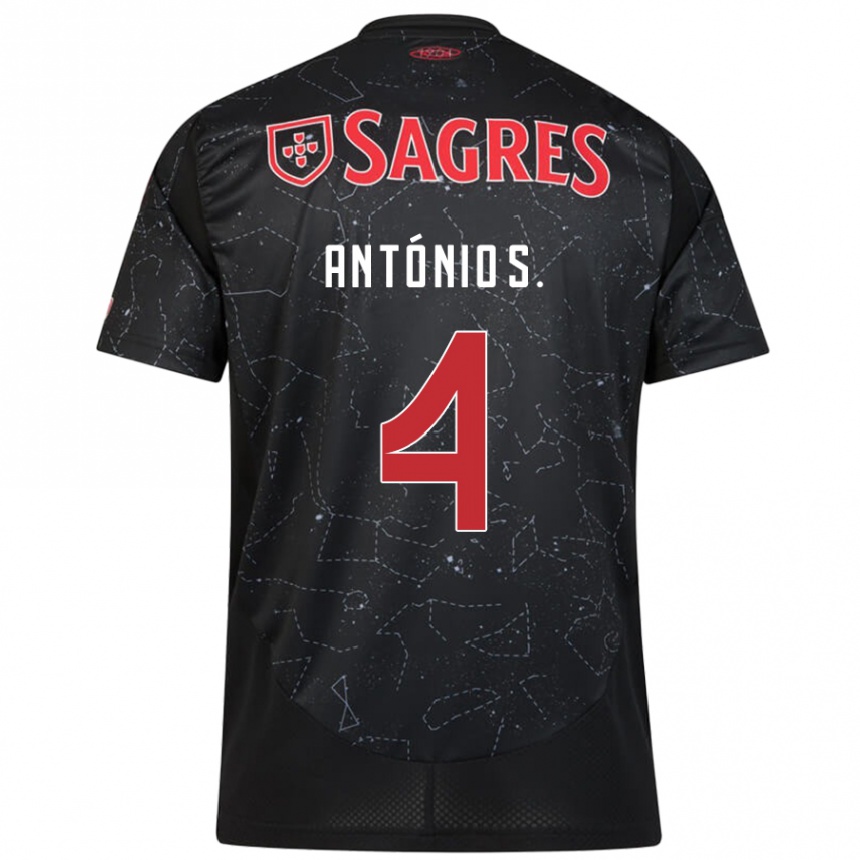 Niño Fútbol Camiseta António Silva #4 Negro Rojo 2ª Equipación 2024/25