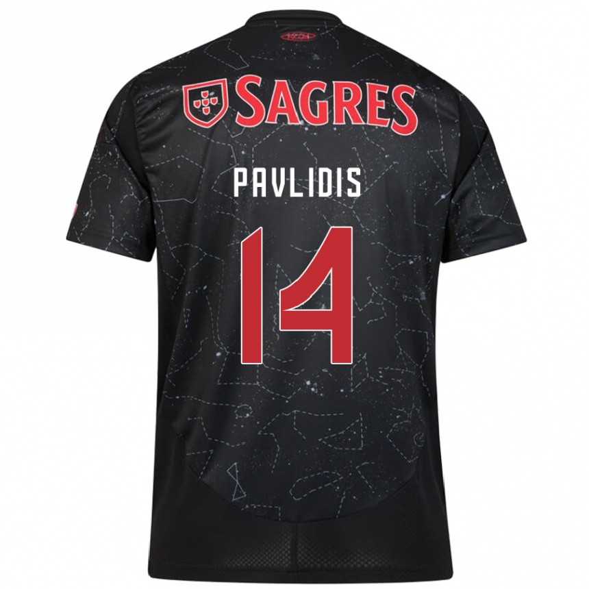 Niño Fútbol Camiseta Vangelis Pavlidis #14 Negro Rojo 2ª Equipación 2024/25