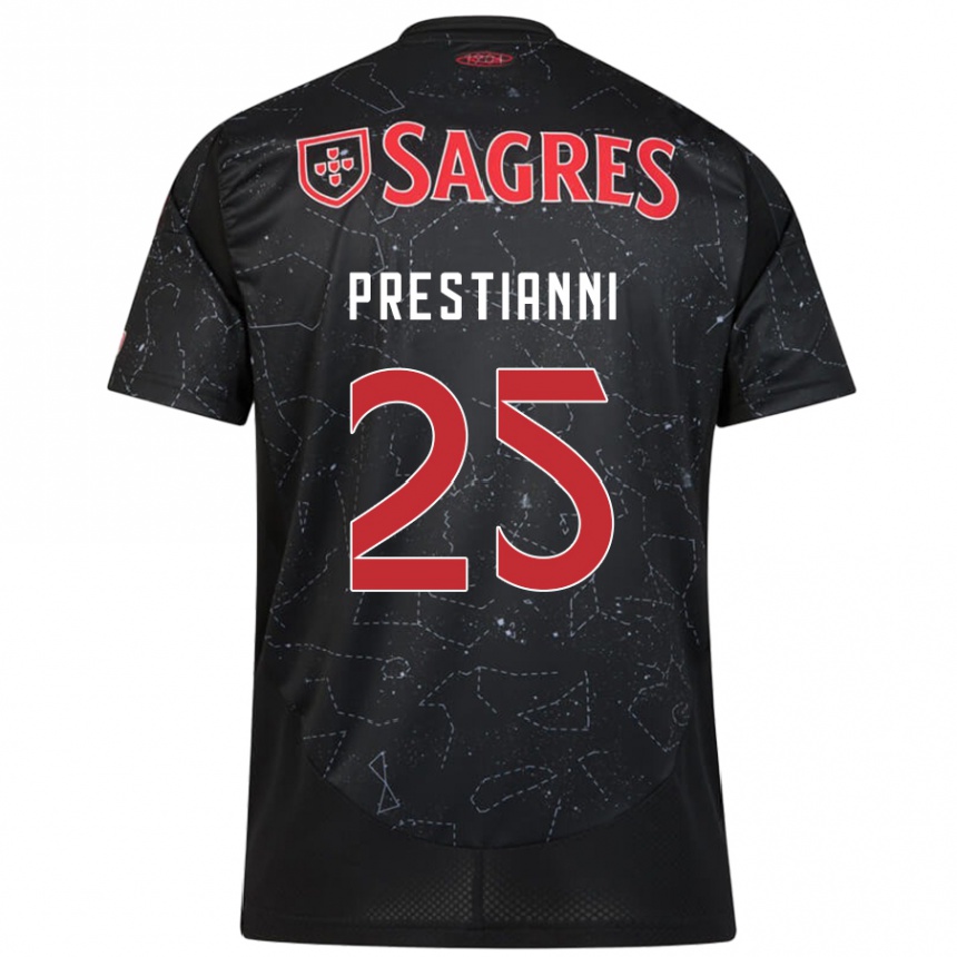 Niño Fútbol Camiseta Gianluca Prestianni #25 Negro Rojo 2ª Equipación 2024/25