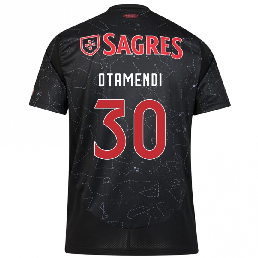 Niño Fútbol Camiseta Nicolás Otamendi #30 Negro Rojo 2ª Equipación 2024/25