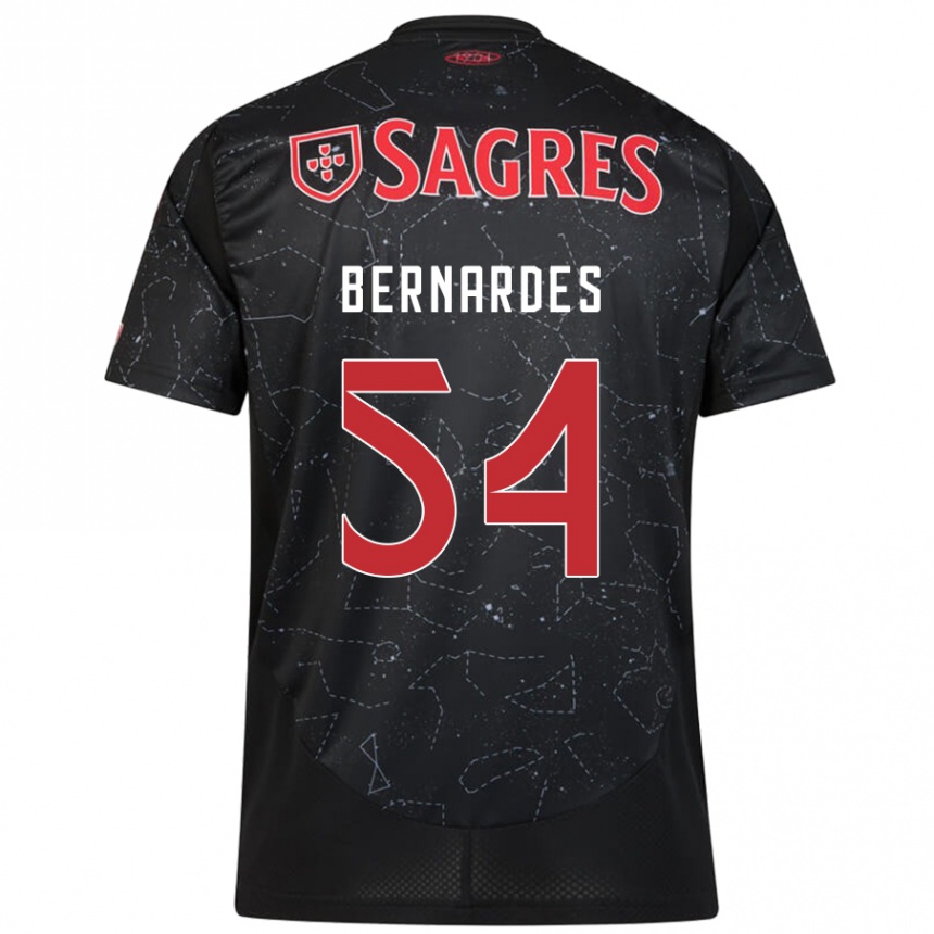 Niño Fútbol Camiseta Bernardes #54 Negro Rojo 2ª Equipación 2024/25