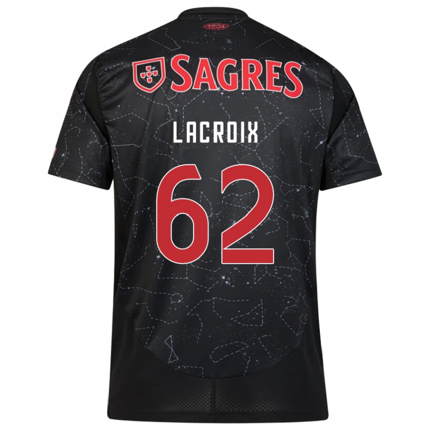 Niño Fútbol Camiseta Lenny Lacroix #62 Negro Rojo 2ª Equipación 2024/25