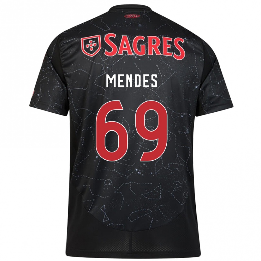 Niño Fútbol Camiseta Vladimir Mendes #69 Negro Rojo 2ª Equipación 2024/25