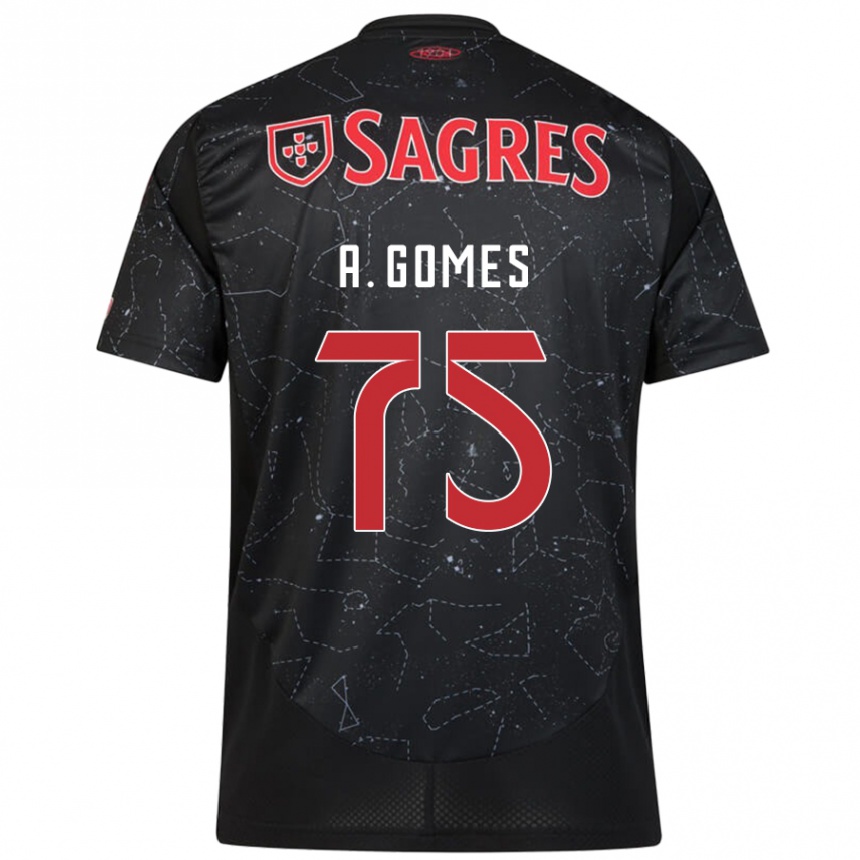 Niño Fútbol Camiseta André Gomes #75 Negro Rojo 2ª Equipación 2024/25