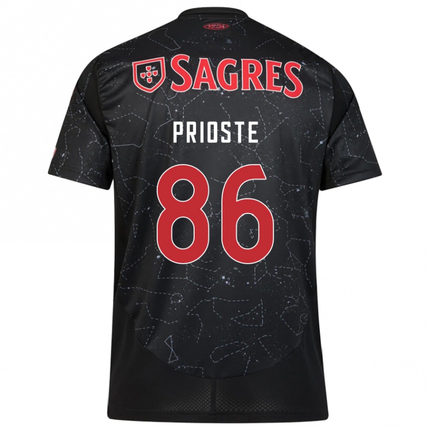 Niño Fútbol Camiseta Diogo Prioste #86 Negro Rojo 2ª Equipación 2024/25