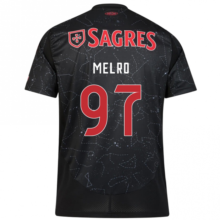 Niño Fútbol Camiseta José Melro #97 Negro Rojo 2ª Equipación 2024/25