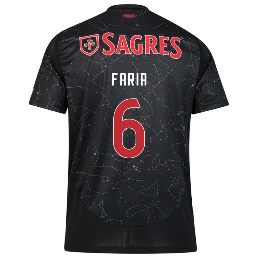 Niño Fútbol Camiseta Andreia Faria #6 Negro Rojo 2ª Equipación 2024/25