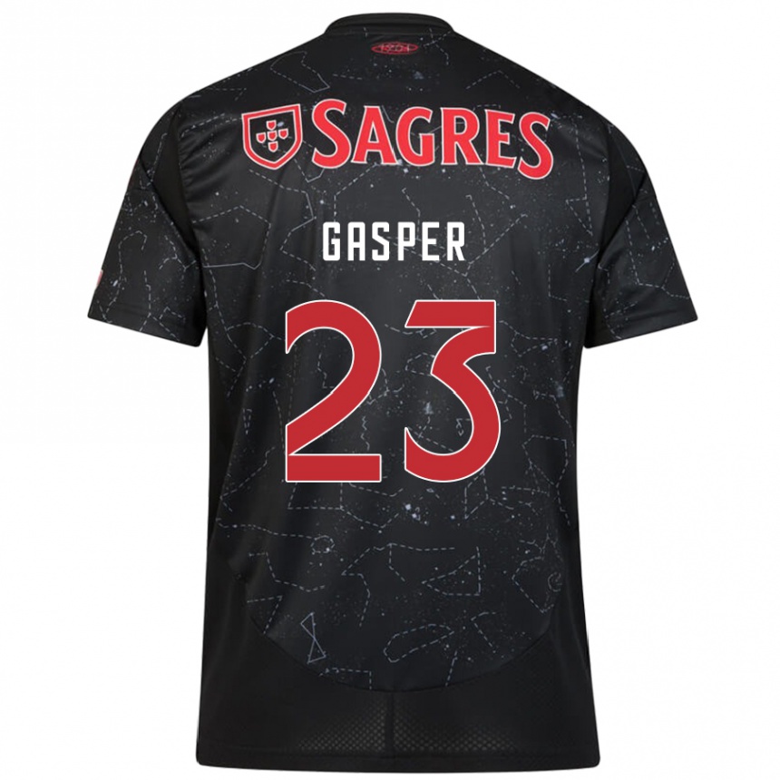 Niño Fútbol Camiseta Anna Gasper #23 Negro Rojo 2ª Equipación 2024/25